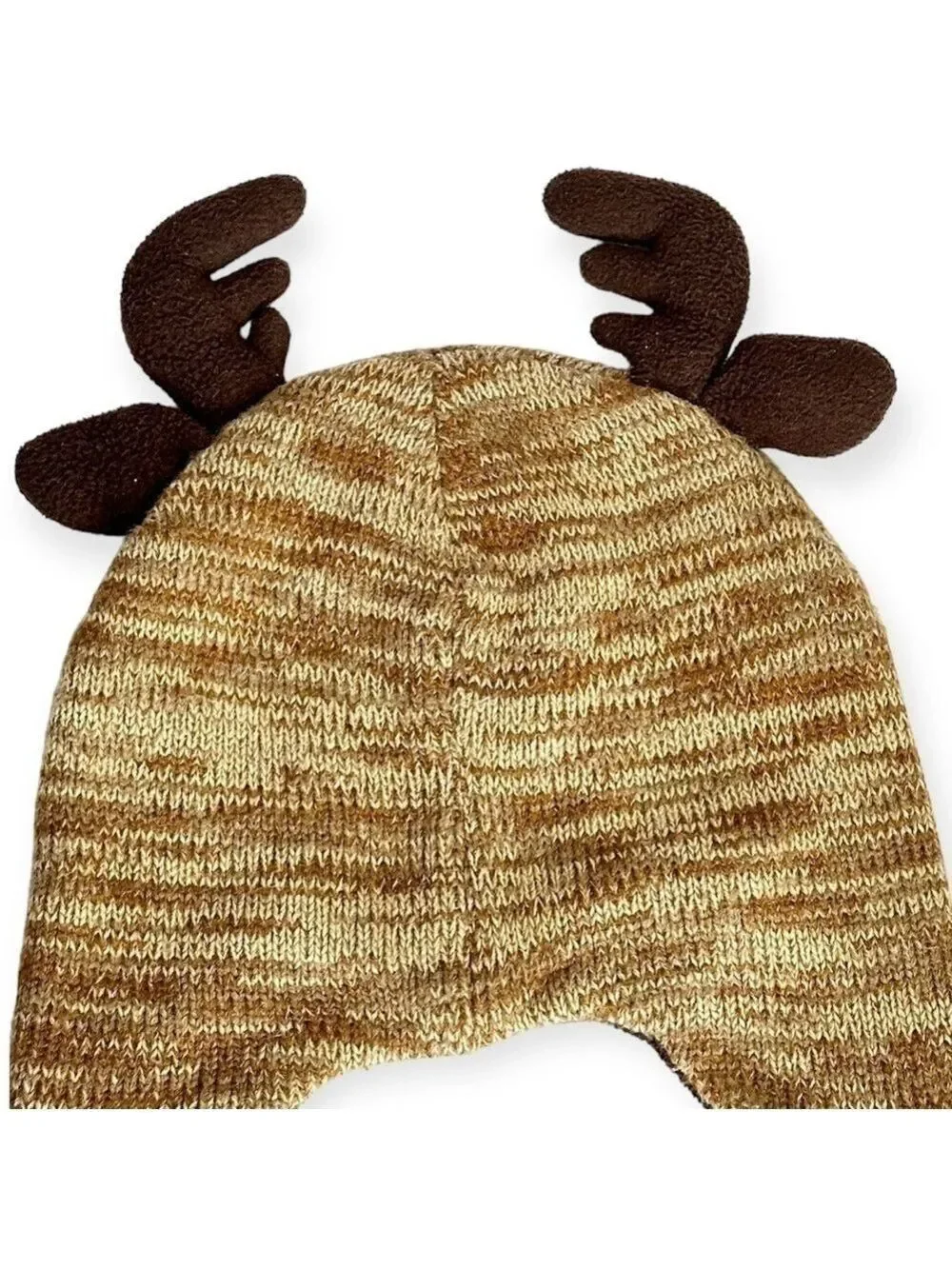 Reindeer Knit Beanie Cap Hat Brown 2T-5T